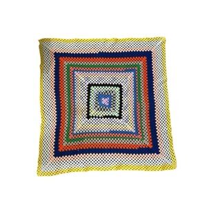Granny Crochet Lap Blanket Small Throw Quilt 53"x53" Multicolor Handmade Quality